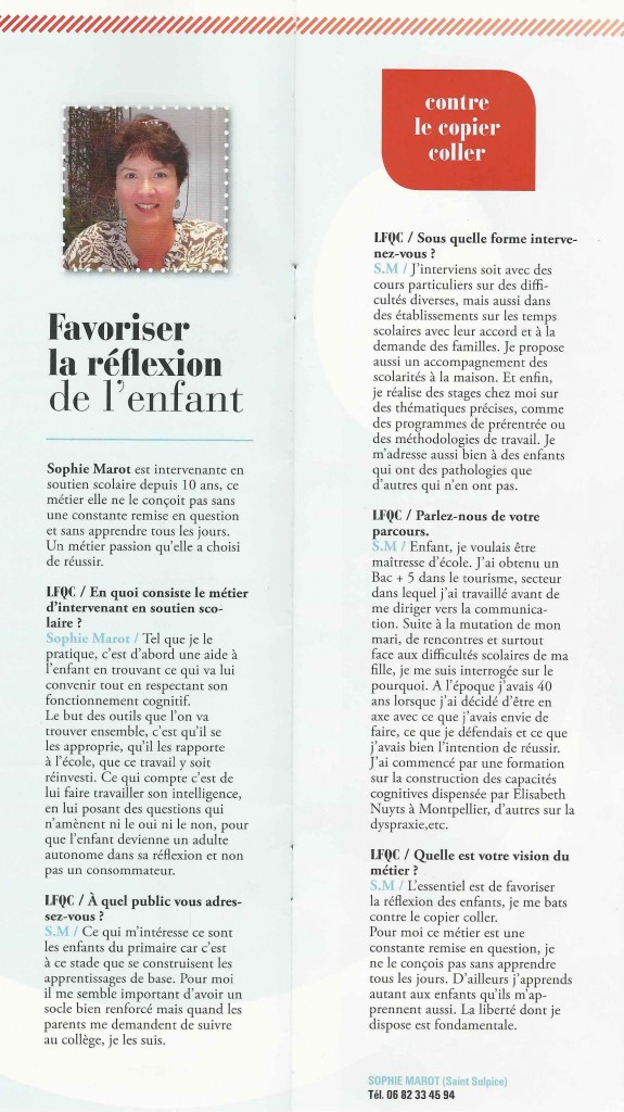 Sophie Marot Article de Presse Le fil qui chante